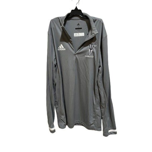 Adidas Mens Track Jacket Gray 1/4 Zip Activewear ASU Arizona State Sun Devils - Picture 2 of 12